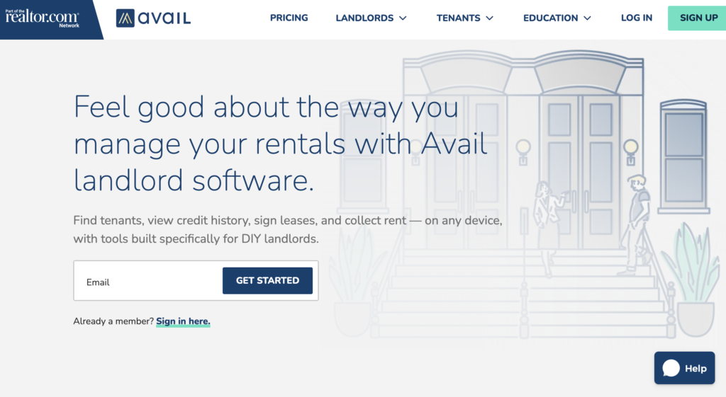 Avil Property management software homepage