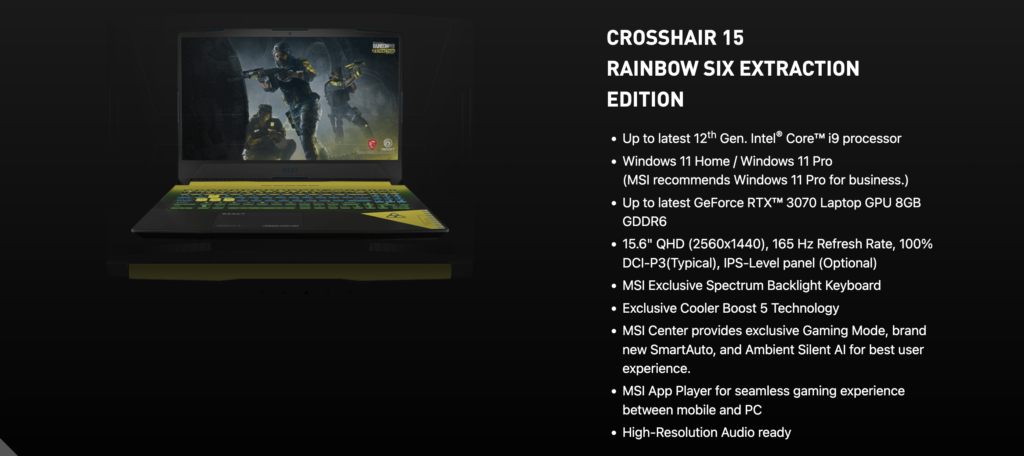 MSI Crosshair 15 R6E gaming computer