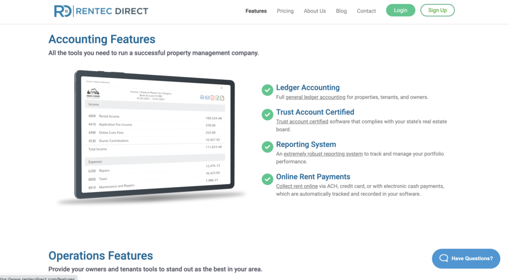 Rentec Direct property software key features