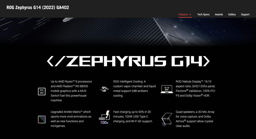 ASUS ROG Zephyrus G14 key feature